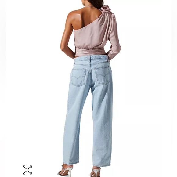 ASTR THE LABEL CARMELITA ONE SHOULDER BLOUSE SZ LARGE PALE PINK - Picture 4 of 12